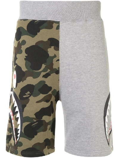 A Bathing Ape Camouflage Colour-block Shorts In Grey