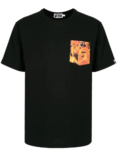 A Bathing Ape Contrast-pocket T-shirt In Black