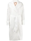 N°21 Perforated-design Midi Coat In White