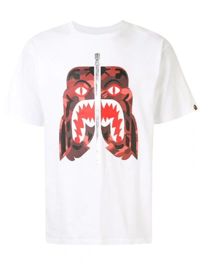 A Bathing Ape Logo Print T-shirt In White