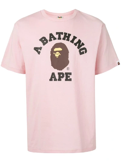 A Bathing Ape Logo Print T-shirt In Pink