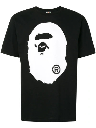 A Bathing Ape Logo Print T-shirt In Black