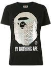 A BATHING APE HOLOGRAPHIC LOGO T-SHIRT