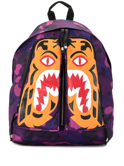 A Bathing Ape Camouflage Tiger-print Backpack In Purple