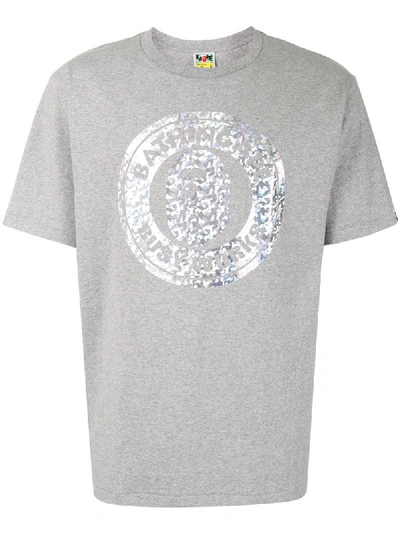 A Bathing Ape Holographic Logo T-shirt In Grey