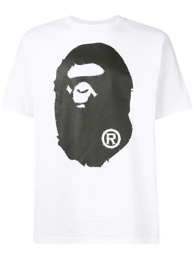 A Bathing Ape Logo Print T-shirt In White