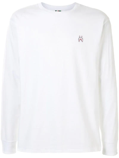 A Bathing Ape 'shark' Langarmshirt Mit Stickerei In White