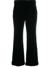 Saint Laurent Cropped Trousers In Black Velvet In Black