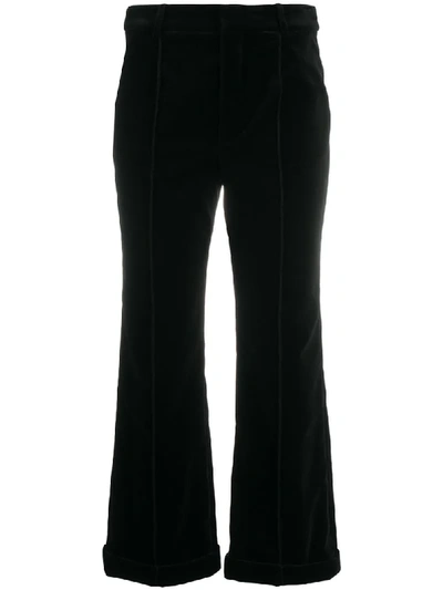 Saint Laurent Cropped Trousers In Black Velvet