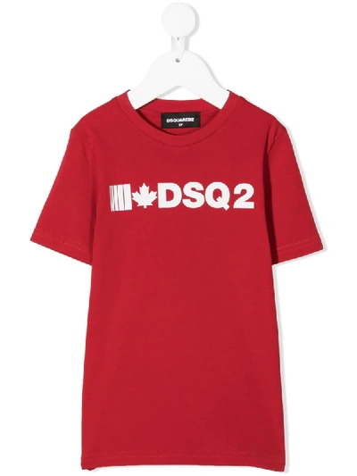 Dsquared2 Kids' Logo Print Cotton Jersey T-shirt In Red