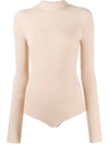 Maison Margiela Four-stitch Detail Bodysuit In Neutrals