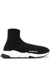 Balenciaga Speed Knit Sport Sneakers In Black - White