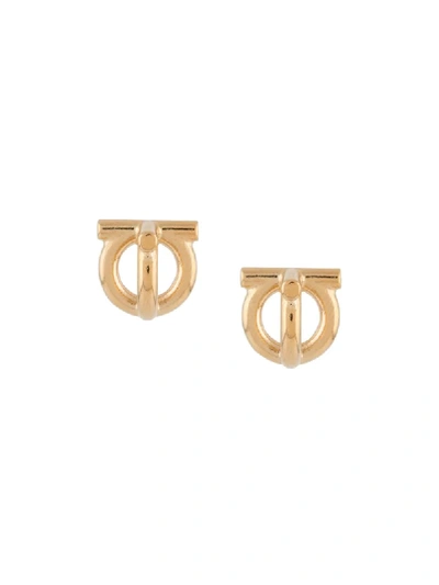 Ferragamo Gancini Stud Earrings In Gold
