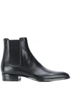 Saint Laurent Leather Wyatt Chelsea Boots In Black