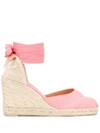 Castaã±er Carina Lace-up Espadrille Wedges In Orange