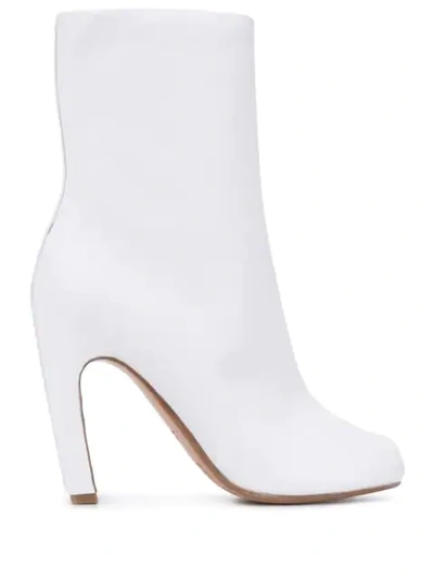 Maison Margiela Tabi Leather Ankle Boots In White