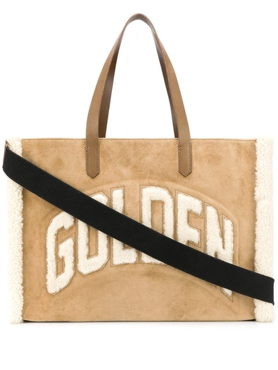 Golden Goose Textured Fleece Logo Tote Bag In Neutrals