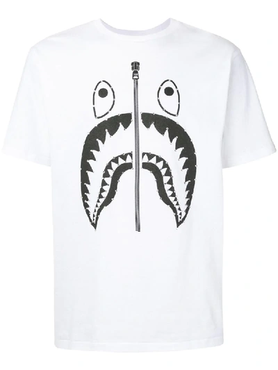 A Bathing Ape Face Print Crewneck T-shirt In White