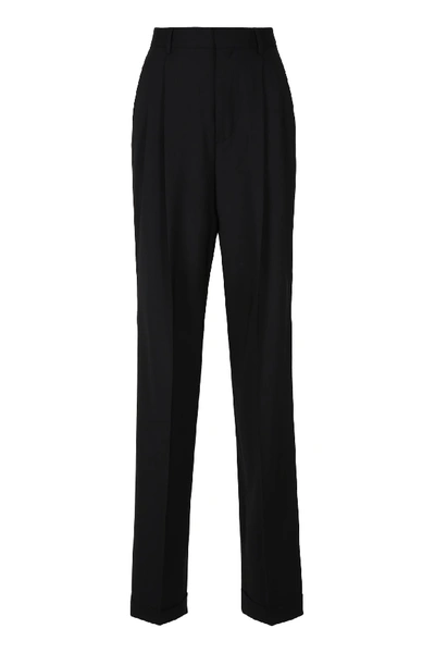 Dsquared2 High Waist Stretch Wool Wide Leg Trousers In Navy