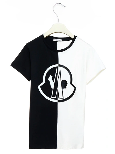 Moncler Kids' Colour Block Cotton Jersey T-shirt In White