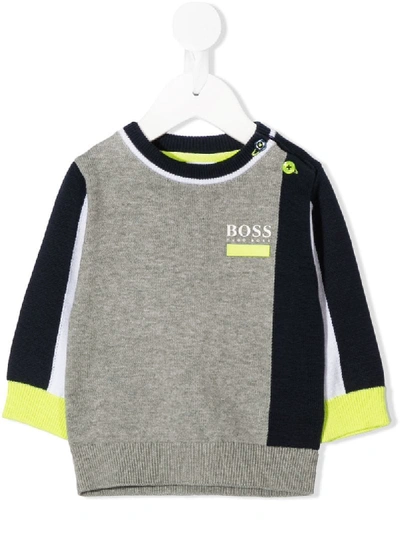 Hugo Boss Babies' Colour Block Sweatshirt In Blue