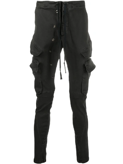 Greg Lauren Skinny Fit Side Pocket Trousers In Black