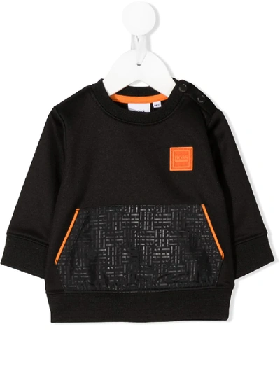 Hugo Boss Babies' Contrast Trim Sweatshirt In Black