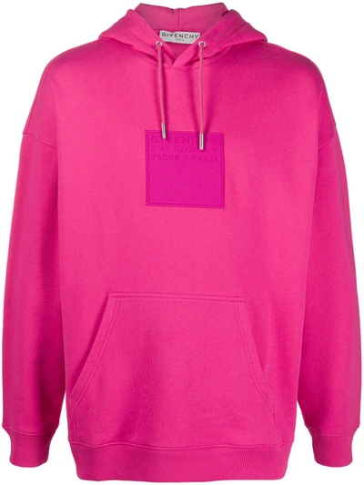 Givenchy Square Logo Hooded Sweatshirt In Fuchsia