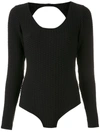 Amir Slama Texture-effect Open Back Bodysuit In Black