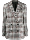 THEORY CHECKERED DOUBLE-BREASTED BLAZER