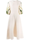 Valentino Embroidered Crepe Couture Dress In Neutrals