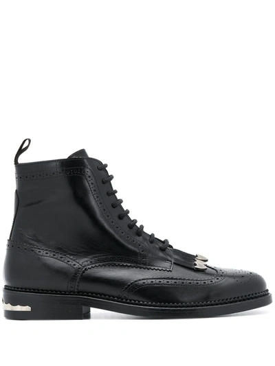 Toga Virilis Tasselled Lace-up Leather Boots In Black