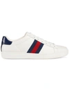 Gucci Ace Watersnake And Canvas-trimmed Leather Sneakers In White