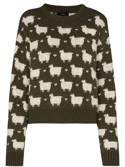 Alanui Brushed Sheep Intarsia Jumper In Green