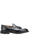 Doucal's Black Slip-on Loafers With Tassel Detail In Black