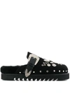 Toga Virilis Ssense Exclusive Brown Leather Studded Clogs In Black