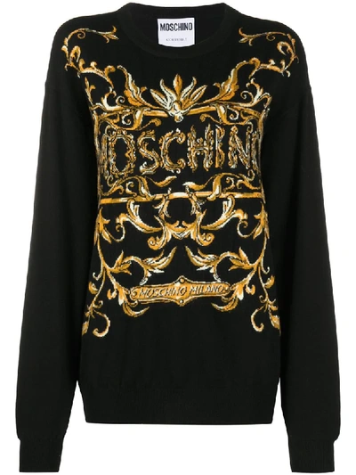 Moschino Logo Print Sweatshirt In Black