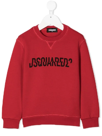 Dsquared2 Kids' Split Logo-print Sweatshirt In Red