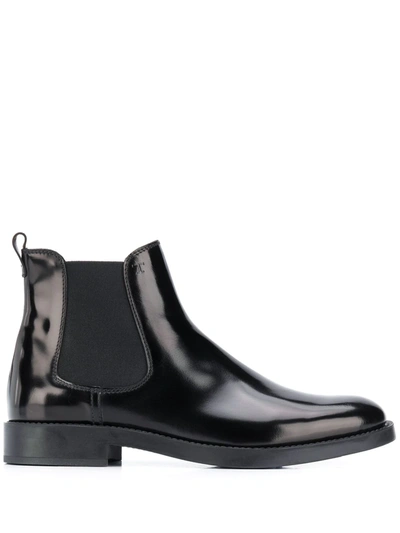 Tod's Leather Ankle Boots In Black