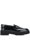 TOD'S PLATFORM LEATHER LOAFERS