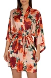 MIDNIGHT BAKERY ORIANA FLORAL SATIN ROBE,ORN130