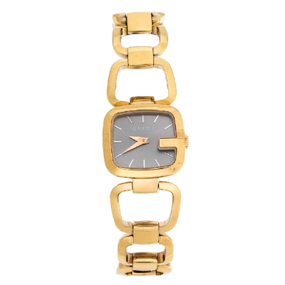 Pre-owned Gucci Brown Gold Plated Steel G Series 125.5 Women's Wristwatch 24 Mm