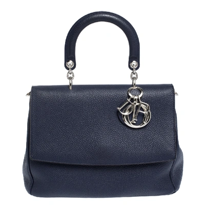 Pre-owned Dior Flap Top Handle Bag In Navy Blue
