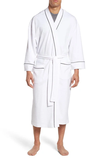 Majestic Waffle Knit Dressing Gown In White