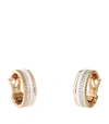 BOUCHERON MIXED GOLD AND DIAMOND QUATRE WHITE HOOP EARRINGS,15582734