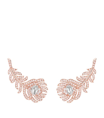 Boucheron Rose Gold And Diamond Plume De Paon Clip-on Earrings In Pink