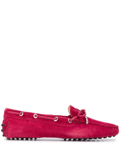 Tod's Eyelet Detail Lace-up Loafers In Red