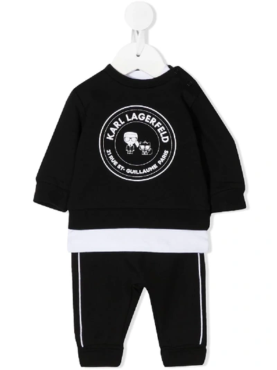 Karl Lagerfeld Babies' Three-piece Tracksuit Set In Black