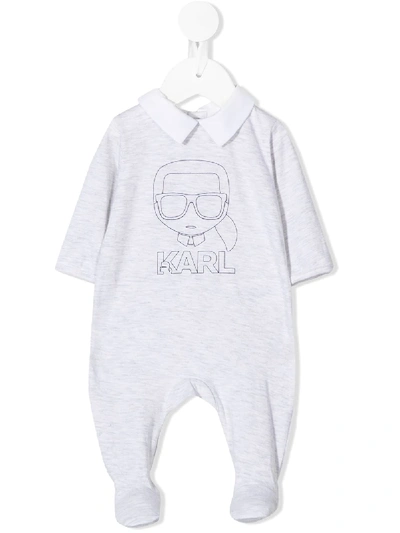 Karl Lagerfeld Babies' Logo Print Romper In Grey