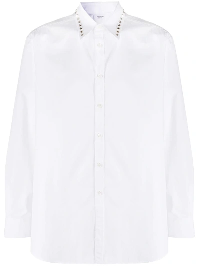 Valentino Rockstud Collar Oversized Shirt In Optic White